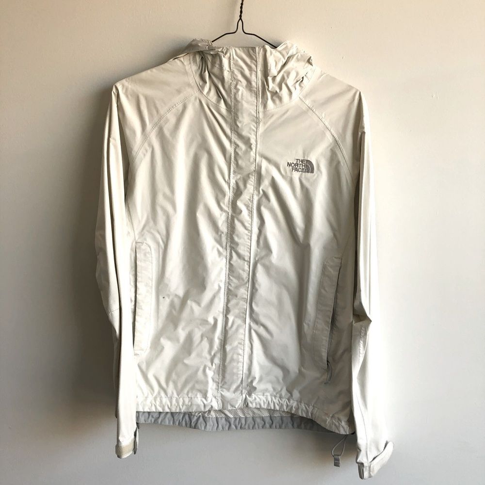 White north face rain coat